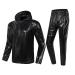 MulYeeh Weight Loss Sweat Suit Anti-Rip Heavy Duty Full-Zip Sauna Suit Fitness Exercise Gym Top Pant with Hood for Men Women Black Large