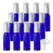ZEOABSY 12 Pieces 30 ml Blue Lotion Bottles with White Pump 30ml Empty PET Plastic Lotion Pump Bottle Cosmetic Gel Travel Container for Cosmetic Make up Cleaning + 2 x Funnel Blue 30ml