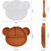 Suction Silicone Baby Plate with Lid & Spoon Set | BPA Free & Dishwasher Safe | Toddler Self Feeding Dinnerware | Kid Divided Weaning Plate - Caramel - Buy Online on SooperMarket.com