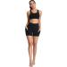 Oalka Women's High Waist Yoga Shorts with Side Pockets - Black - Size Medium - Buy Online on SooperMarket.com