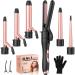 Wand Curling Iron, 6 in 1 Curling Wand Set with Flat Iron Hair Straightener, 0.35 to 1.25 Inch Ceramic Barrel Hair Curler Wand, Professional Dual Voltage Hair Styling Hot Tools for Travel, Home Red