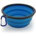 iGadgitz Home Large Foldable Travel Silicone Dog Bowl Food Water Feeding Portable Dish for Pet (Blue)