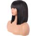 MapofBeauty 12 Inch/30 cm Straight Bob Flat Bangs Short Colorful Synthetic Hair Cosplay Party Wig (Black) - Buy Online on SooperMarket.com