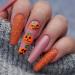 Halloween Press on Nails Medium Length Fake Nails Acrylic Nails Pumpkin Black Flame Cross Head Design Nails Fake Nails Glue for Women and Girls The Most Fashionable Nail Decoration - Buy Online on SooperMarket.com