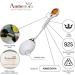 AMBEDORA Small Spoon | Sterling Silver Oxidised Spoon with Amber | Ideal Christening or Birthday Gift for Boys and Girls - Buy Online on SooperMarket.com