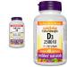 Webber Naturals Cod Liver Oil with Vitamin A and D3 180 Softgels Vision Skin and Immune Support & Vitamin D3 2500 IU Extra Strength 180 Softgels For Healthy Bones Teeth Vitamin +Vitamin D3 2500 IU