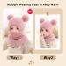 Mamunu Girls Winter Hat - Cute Pink Knit Beanie with Pompom & Fleece Lining for Ages 2-5 - Warm Shawl Cap for Children - Buy Online on SooperMarket.com