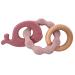 Ernestine - bite ring for babies made of wood and silicone BPA -free - physiological bite rings - Montessori educational toys - gift for the birth of girls and boys - baby toys for gums pink whale