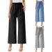 Gufesf Women's Cotton Linen Palazzo Pants - High Waisted Wide Leg Trousers with Pockets in Black (Small) - Buy Online on SooperMarket.com