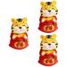Beavorty 3 pcs year of the tiger bobble head ornament Resin Sculpture interior chinese zodiac lucky figurines good luck tiger car dashboard doll toy figure wild office God of Wealth bubble Red 1x3pcs 6X6X9.5CMx3pcs
