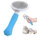 ZIMCATE Cat brush Dog brush ergonomic handle & one-click cleaning Tool for short & long-haired dogs/cats/rabbits lower wool brush (Blauer See)