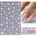White Flower Nail Decals | Cherry Blossom Leaves Nail Stickers | 3D Self-Adhesive Nail Art Supplies - Buy Online on SooperMarket.com