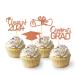 2024 Graduation Theme Cupcake Toppers Glitter Class of 2024 Graduation Cap Diploma Cupcake Picks - Set of 24 (Orange)