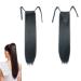 prinfantasy Halo Hair Extension Straight Long Wrap Around Ponytail Synthetic Hair Piece Clip in Hairpiece for Women Girls Black Wig GBMW032 GBMW032 22 inch