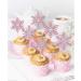 24 x Sparkly Snowflake Cupcake Toppers Birthday Cake Decoration Winter Snowflake Cake Toppers Wedding Cake Decoration for Women and Men (Mix Pink) Pink Mix - Buy Online on SooperMarket.com