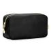Wandering Nature Makeup Bag for Handbag Small Cosmetic Bag for Purse Travel Make Up Bag for Women with Slip-in Pockets Makeup Pouch Eco Vegan Leather Black (Patent Pending) Black M