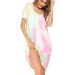 Ekouaer Women's Short Sleeve Nightdress with Pockets | Soft Button Down Sleepwear | Summer Loungewear in Tie Dye Print - Buy Online on SooperMarket.com