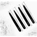 Avizona Set of 4 Precision Tweezers for Facial Hair - Professional Eyebrow Tweezers for Women & Men - Black Color Coated - Includes Leather Pouch - Buy Online on SooperMarket.com