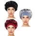 Wide-Brimmed Satin Night Caps 3-Pack for Women - Wine Red, Black, Silver - Buy Online on SooperMarket.com