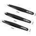 Professional Stainless Steel Tweezers Set for Eyebrows and Facial Hair Removal - 3.8inch Black (3 Count) | Precision Tweezers for Splinters and Ingrown Hairs - Buy Online on SooperMarket.com