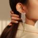 Chargances Boho Silver Long Tassle Crystal Earring Glitter Rhinestone Statement Dangle Earrings for Women Girls Wedding Party (Silver)