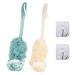 SKHAOVS 2 Pieces Back Brush Scrubber Shower Loofah for Men and Women Long Handle Bath Brush Shower Body Brushes with Bath Net Sponge Soft Mesh for Exfoliating and Removing Dead Skin (Blue and Beige)