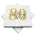 20 napkins for 80th birthday 33x33 cm - white gold black