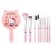Kawaiil Kitty Makeup Brushes Set with Mirror Comb- 10pcs Kitty Cat Gift Makeup Brush Set for Girl MB+MR-Kitty 10pcs