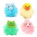 LHKJ 4 Pieces Shower Sponge Exfoliating Sponge Shower Sponge with Soft Toy and Net Bath Sponge for Children Adults Bath Ball Animal Washing Sponge (Colourful)