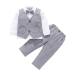 AmzBarley Baby Boys Gentlemans Outfit Suit Kids Long/Short Sleeve Dress Shirt Pants Vest Bowtie Tuxedo Rompers Childs Birthday Evening Holiday Party Grey 205 6-12 Months