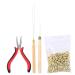 Filfeel hair extension kit plugs Hair extension kit tongs hook loop tip with 500pcs micro rings hair extension accessories (beige)