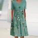 Women's Green Maxi Dress - Casual Short Sleeve Boho Sundress with Pockets (Size Small) - Buy Online on SooperMarket.com