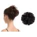 100% Human Hair Scrunchies BARSDAR Curly Messy Bun Hairpiece Extensions Wedding Hair Pieces for Women Kids Messy Bun Real Hair Updo Donut Chignons 1B#-Black 5.1 inch (Pack of 1) 1B#-Black