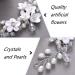 KOMUNJ Silver Bride Headband Crystal Bridal Hair Accessories Crystal Headpieces Flower Headband Bridal Hair Pieces Pearl Hair Accessories for Women and Girls (Silver) - Buy Online on SooperMarket.com