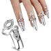 4 PCS Rhinestone Finger Tip Nail Rings - Adjustable Opening Nail Art Charms in Silver Women's Fashion - Buy Online on SooperMarket.com