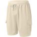 Men's Solid Color Drawstring Pocket Shorts - Elastic Waist Workout Shorts in Khaki, Size Large - Buy Online on SooperMarket.com