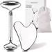 Face Roller & Gua Sha Stainless Steel Facial Roller and Guasha Tool for Face Skin Care Roller for Wrinkles and Lifting Improve Puffiness Metal Face Massager for Eyes Neck Tighten