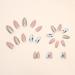 JUSTOTRY 24 Pcs Short Marble Stiletto False Nails - Nude French Glitter Press On Nails with Nail Glue - Trendy Almond Stick On Nails for Women - Buy Online on SooperMarket.com