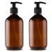 Alledomain 2PCs 300ml / 10oz emptiness refillable plastic clot bottles shampoo body washing cream shower gel storage holder container toilet items liquid dispenser (brown)
