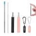 2 Pack Reusable Metal Straws Collapsible Stainless Steel Drinking Straw Travel Portable Telescopic Straw with Case,2 Cleaning Brushes Included Black/Rose Gold Black-Rose Gold