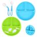 Vicloon Baby Plate Silicone Suction Toddler Plates 2Pcs Baby Suction Plates Non Slip Silicone Baby Weaning Plate Divided Dishes for Toddler Kids Self Feeding Fits for Most Highchairs Trays Blue/Green