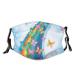 Colorful Background with Rainbow Butterflies Bubbles Fairy Cheerful Graphic Cotton Washable Nose Wired Face Cover Filter Pocket Wide Cover with Filter