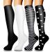Actinput 4 pairs of compression stockings for women men colorful support stockings compression socks for sports flight running travel cycling nurse 4105 - black L -XL