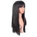 MapofBeauty 22 Women Long Straight Synthetic Wig with Flat Bangs - Heat Resistant Fiber for Party, Cosplay (Black) - Buy Online on SooperMarket.com