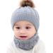 Yinuoday Toddler Baby Knit Hat Scarf Set - Winter Beanie Cap with Circle Loop Scarf, Grey - Buy Online on SooperMarket.com