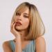 Haircube Short Bob Wig with Bangs - Heat-Resistant Ombre Blonde Wigs for Women | Perfect for Parties Cosplay & Daily Use - Buy Online on SooperMarket.com