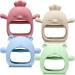 Woanger 4 Pcs Baby Teething Toys Bear Hand Teethers for Babies Silicone Chick Teething Toys for Babies Over 3 Months Anti Dropping Wrist Mitten for Sucking Needs (Blue  Dark Green  Yellow  Maroon)