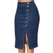 Sanahy Womens Fashion Long High Waist Button Pocket Front Fishtail Denim Maxi Skirts Plus Size Knee Length Casual Jean Skirts 3XL Blue