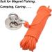 Magnet Fishing Rope with Hooks | Orange Nylon High Strength Cord | 65 Ft, 6mm Diameter - Buy Online on SooperMarket.com