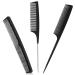 Sularpek Comb 3 Pieces Tail Combs Set Fine Tooth Comb Carbon Fibre Styling Comb Hairdressing Comb Teasing Hair Comb for Women and Men Anti Static Heat Resistant 3 Pcs Combs Set